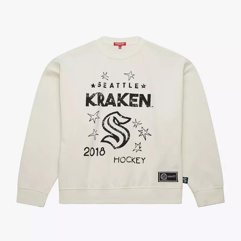 Womens Mitchell & Ness Cream Seattle Kraken Logo 3.0 Pullover Sweatshirt product image