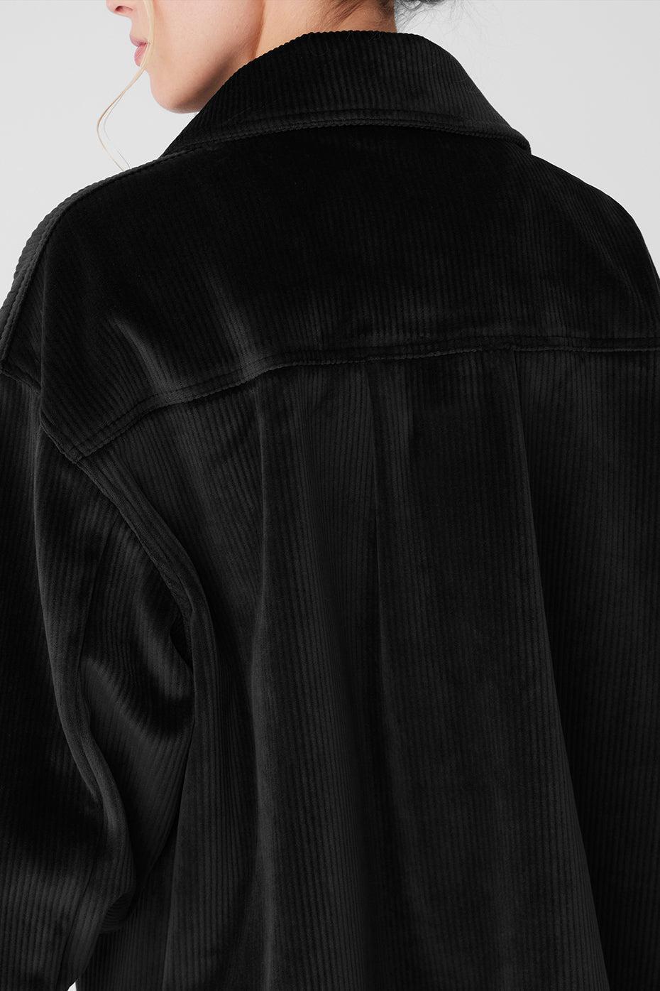 Ribbed Velour Mountain Side Shacket - Black Product Image