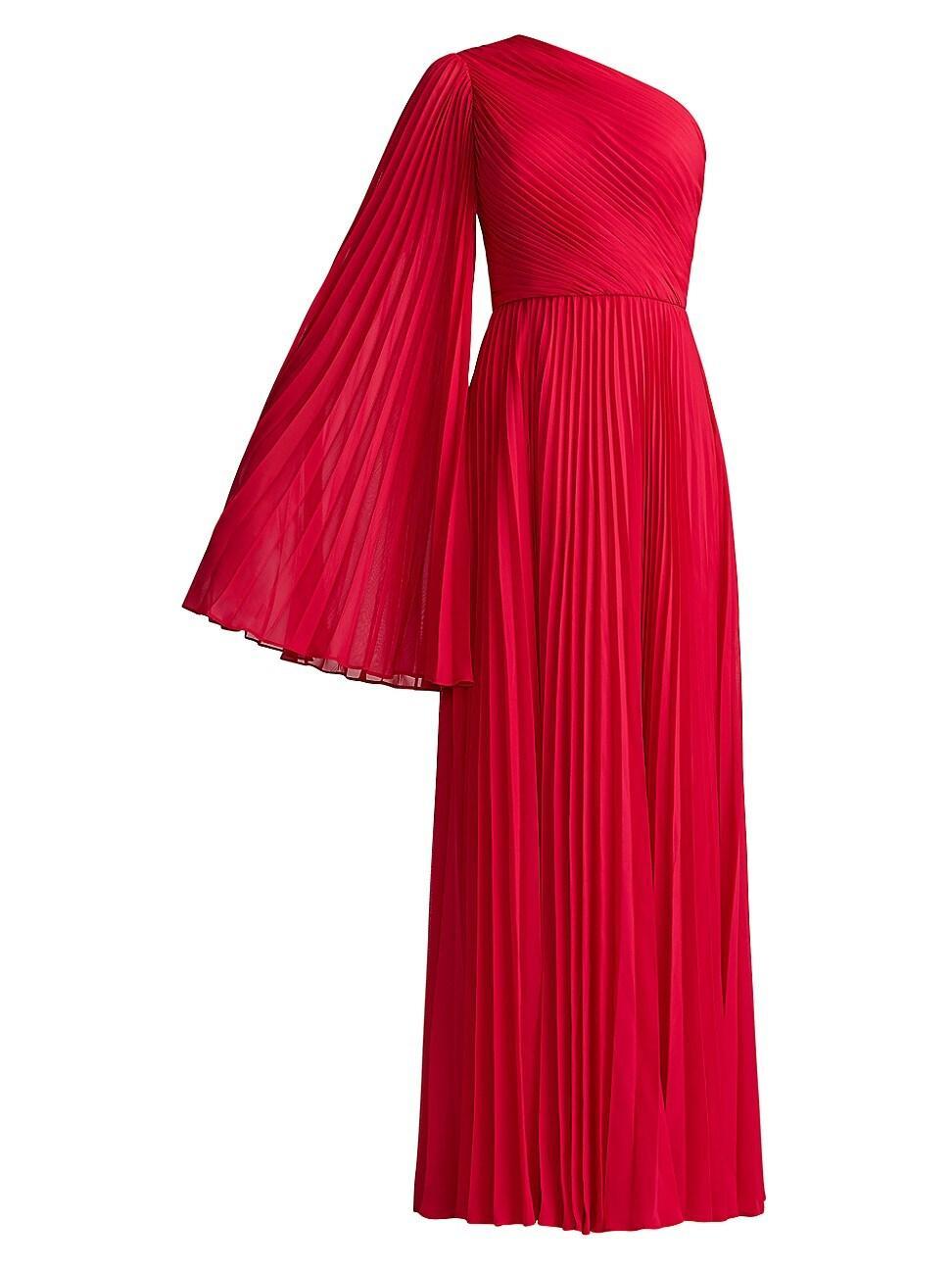 Womens Asymmetric Pleated Chiffon Gown Product Image