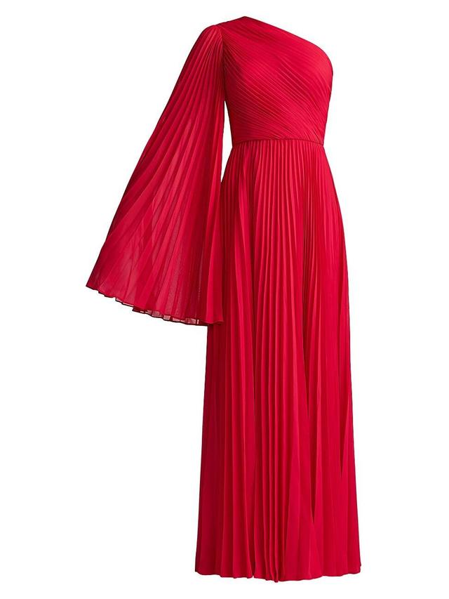 Womens Asymmetric Pleated Chiffon Gown Product Image