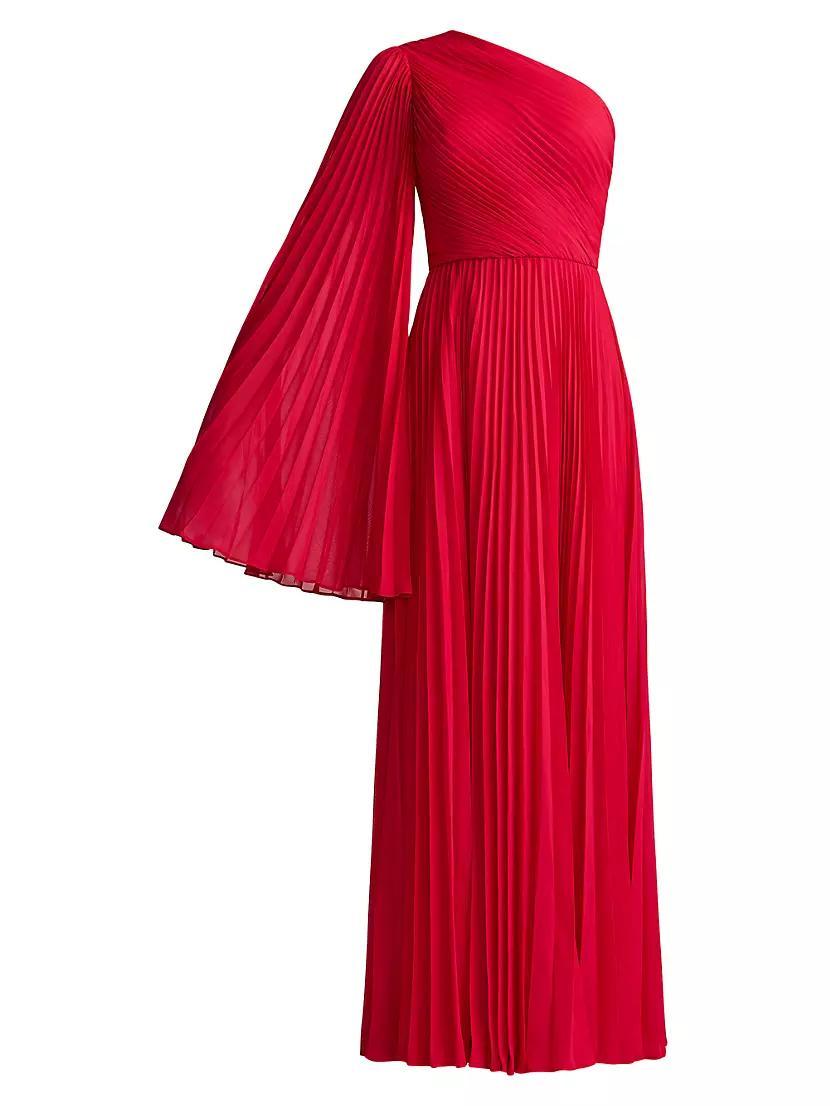 Asymmetric Pleated Chiffon Gown Product Image