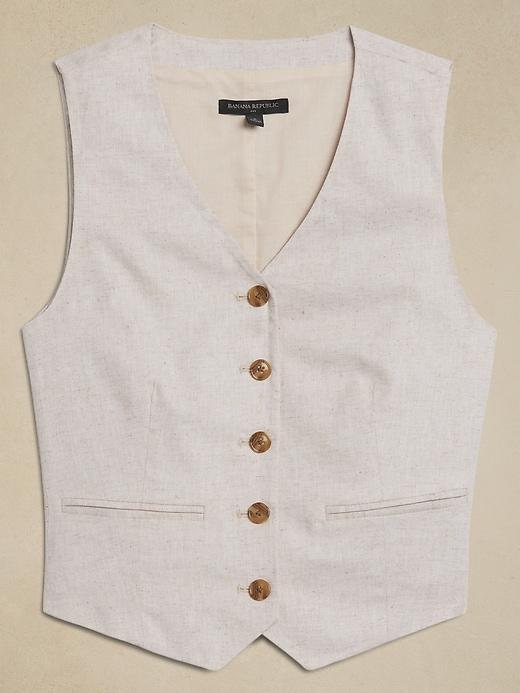 Linen-Blend Cropped Vest Product Image