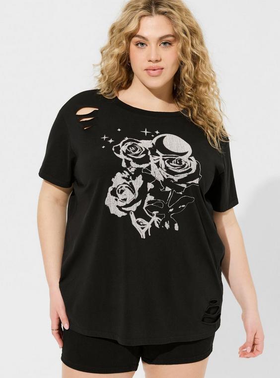 Blurred Roses Relaxed Fit Heritage Jersey Distressed Tee Product Image