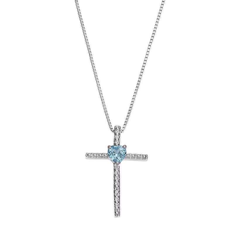 Gemminded Sterling Silver Lab-Created White Opal Cross Pendant Necklace, Womens Product Image