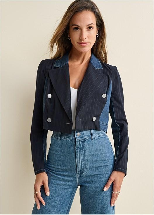 Denim And Pinstripe Blazer Product Image