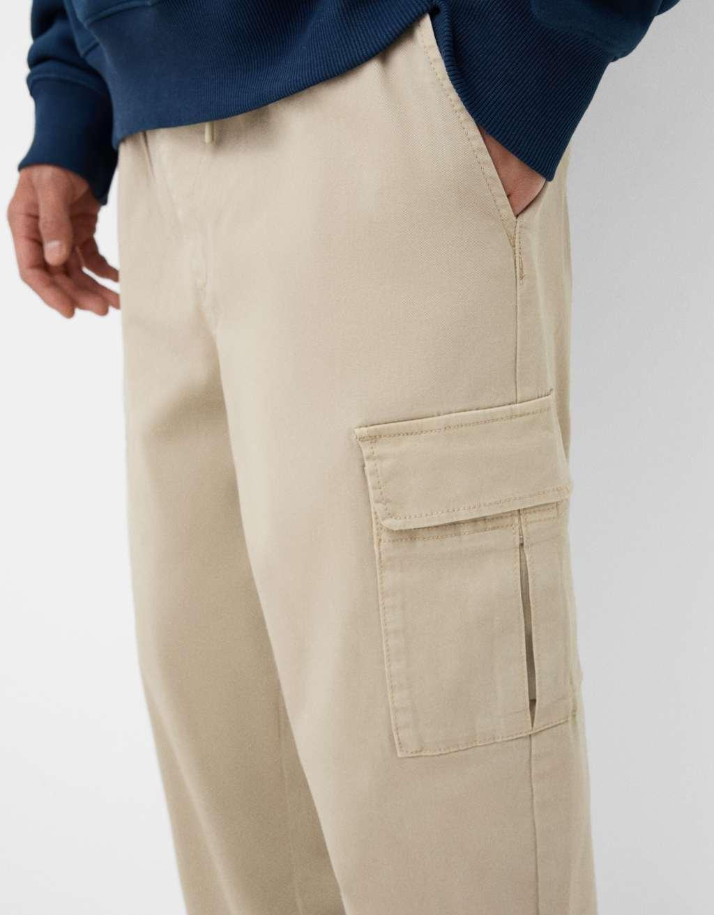 Bershka cargo pants in sand Product Image