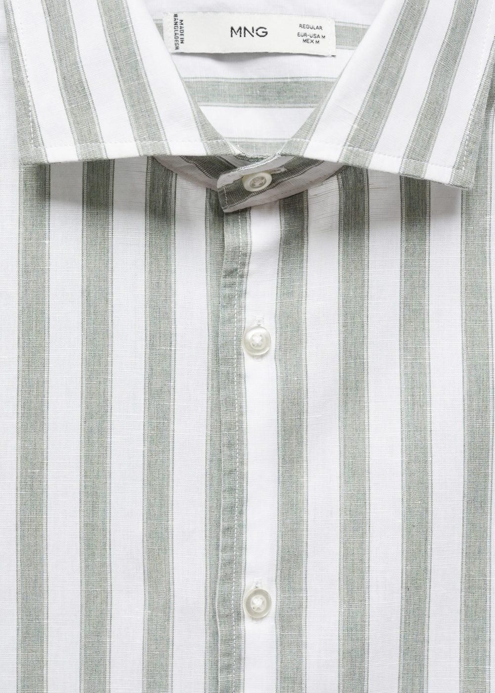 MANGO MAN - Regular fit striped cotton shirt greenMen Product Image