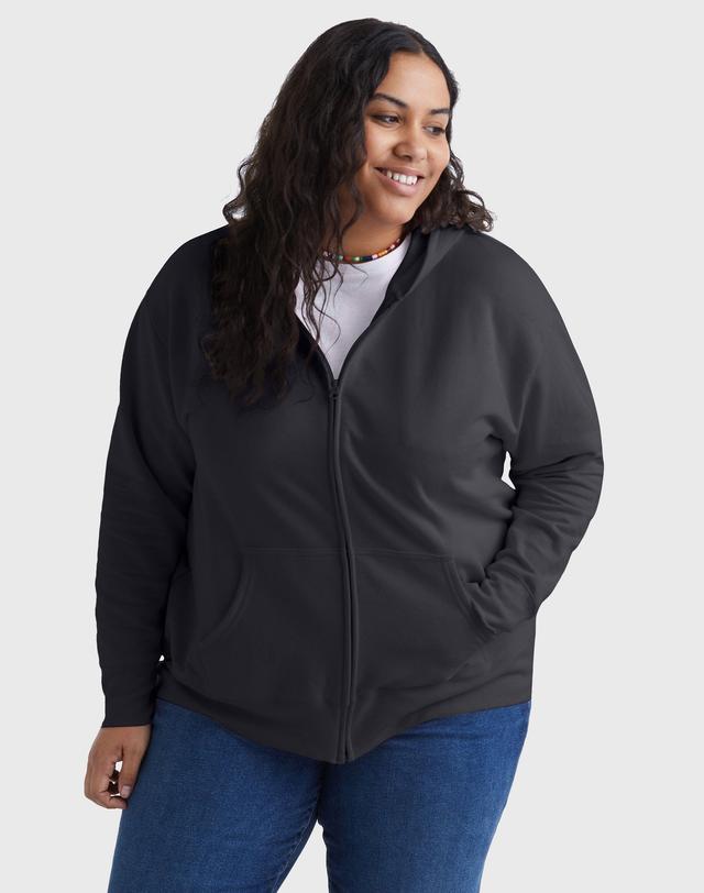 Hanes Just My Size EcoSmart Womens Full-Zip Fleece Hoodie (Plus ) Ebony 3X Product Image