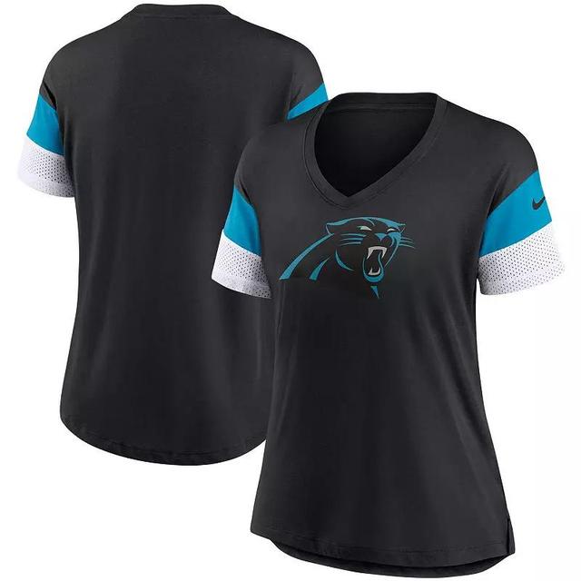 Womens Nike Carolina Panthers Team Logo Fashion Performance Tri-Blend V-Neck T-Shirt Product Image