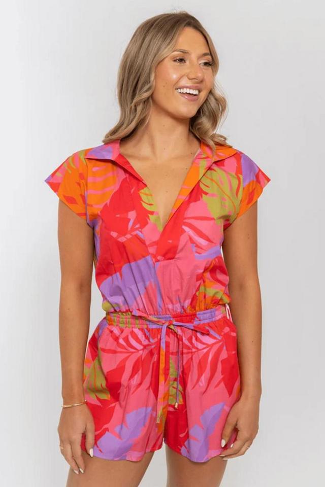 Collared V-Neck Romper Product Image