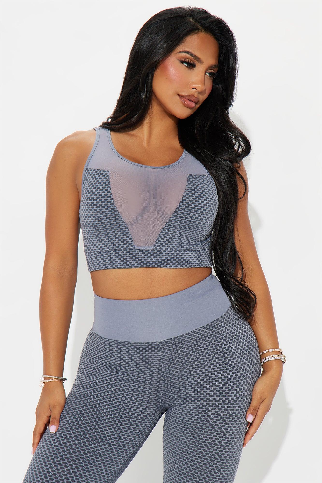 Stay In Sync Textured Sports Bra - Silver Product Image