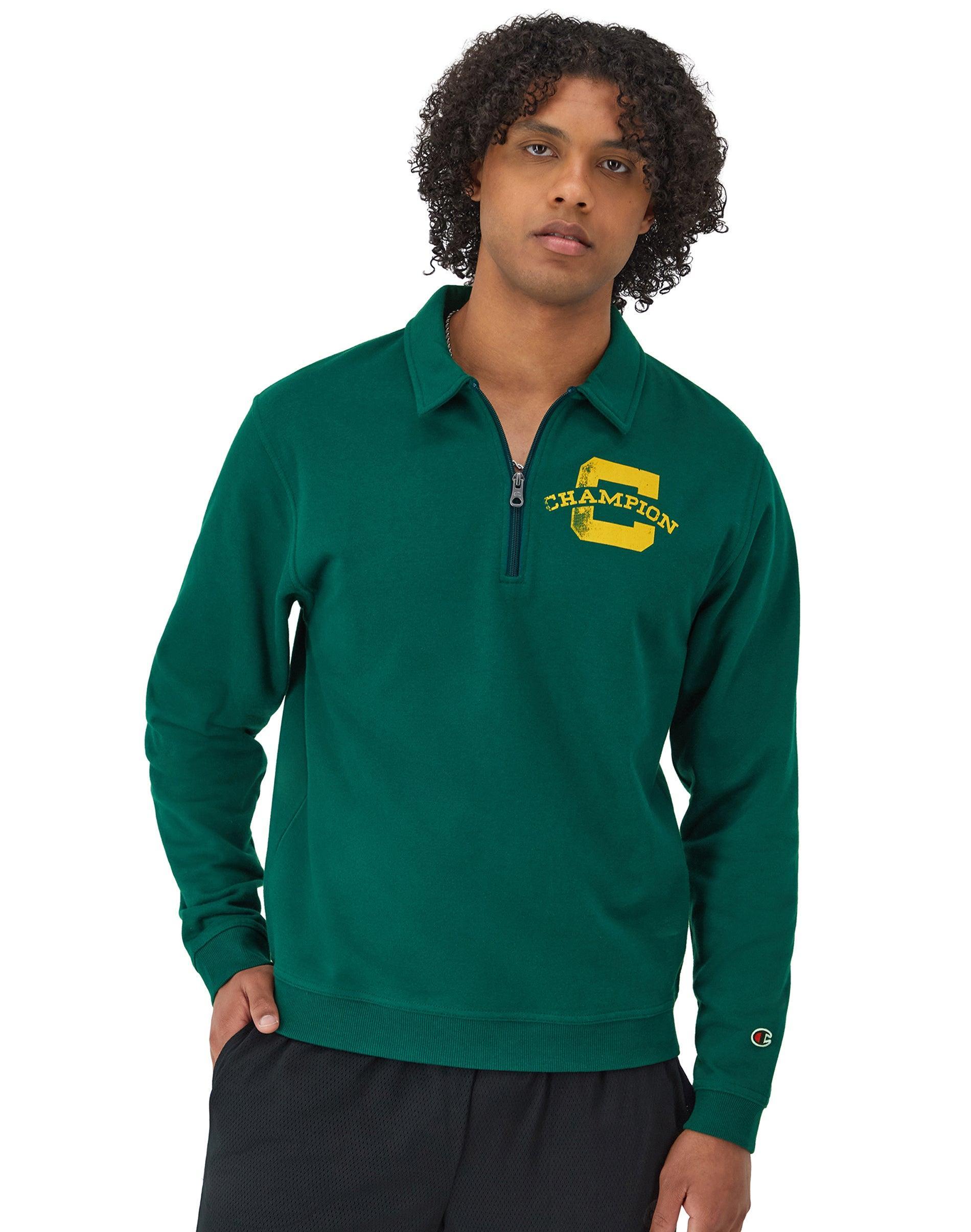 Mens Classic Fleece Quarter-Zip, Champion C Black XL Product Image