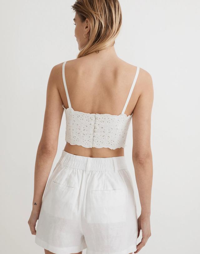 Eyelet Linen-Blend Crop Tank Top Product Image