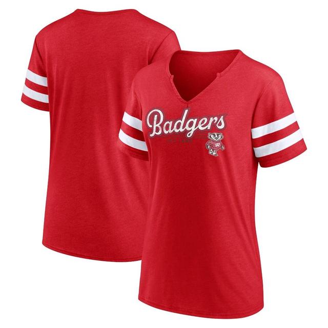 NCAA Wisconsin Badgers Womens V-Neck Notch T-Shirt Product Image