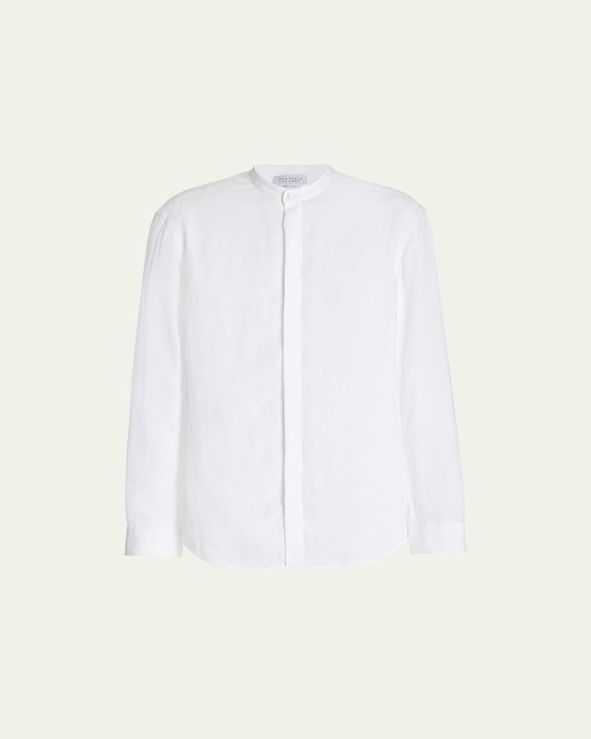 Mens Ollie Linen Band Collar Sport Shirt Product Image