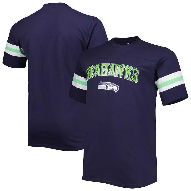 Mens College Navy Seattle Seahawks Big and Tall Arm Stripe T-shirt Product Image