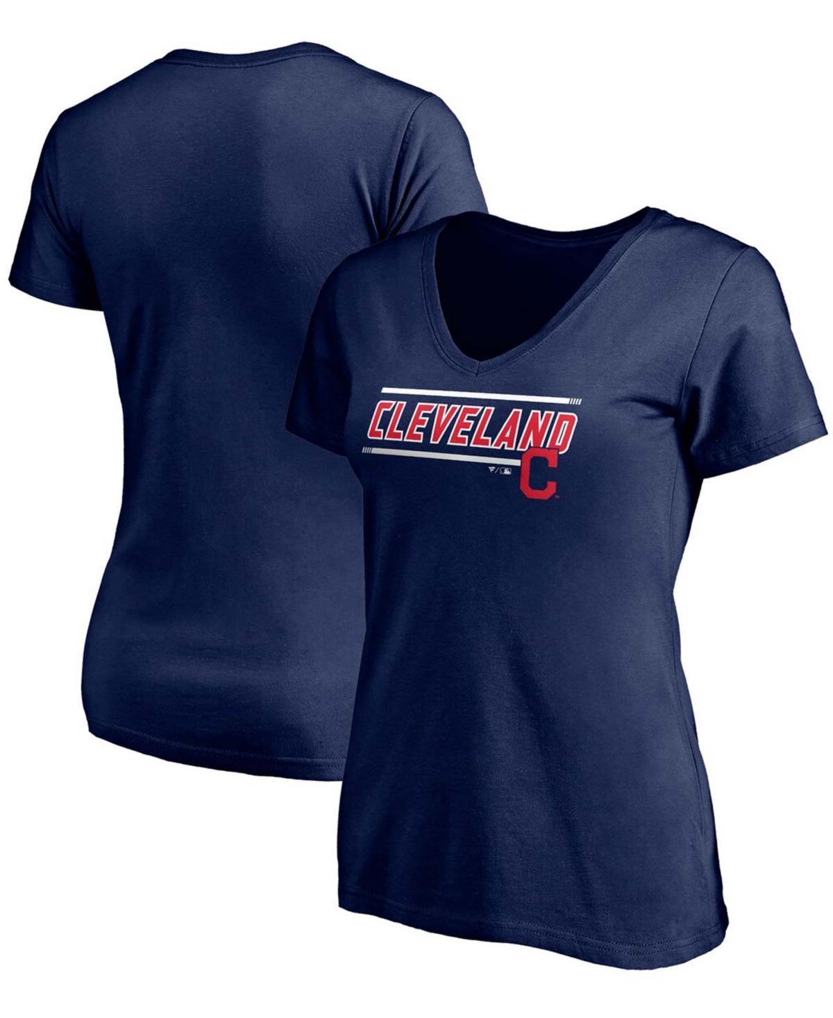 Womens Fanatics Branded Cleveland Indians Mascot In Bounds V-Neck T-Shirt Blue Product Image