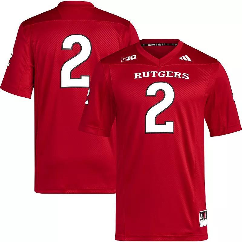 Mens adidas #2 Scarlet Rutgers Scarlet Knights Premier Football Jersey Product Image