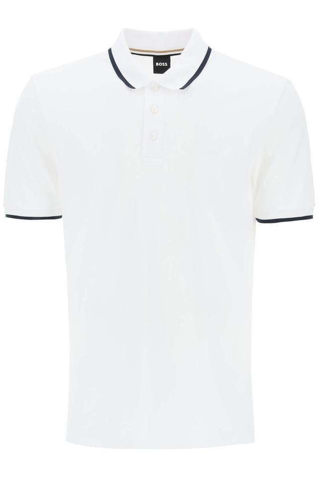 HUGO BOSS Polo Shirt With Contrasting Edges In White Product Image