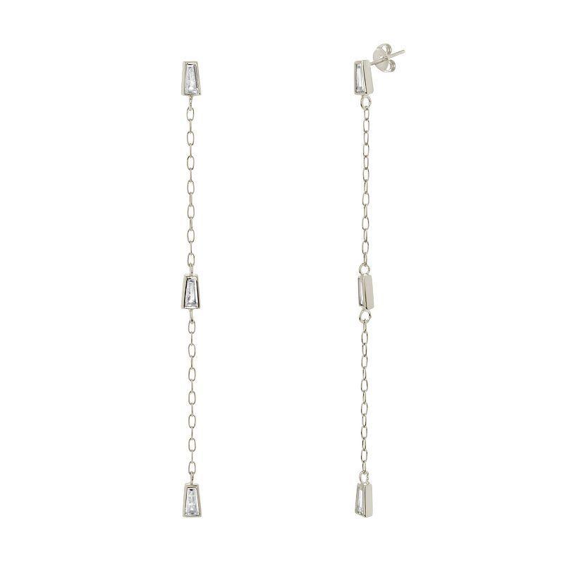 MC Collective Cubic Zirconia Chain Drop Earrings, Womens, Silver Tone Product Image