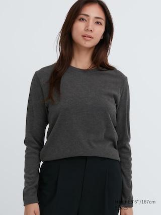 Womens Heattech Fleece Crew Neck Long-Sleeve T-Shirt Gray 2XL UNIQLO US Product Image