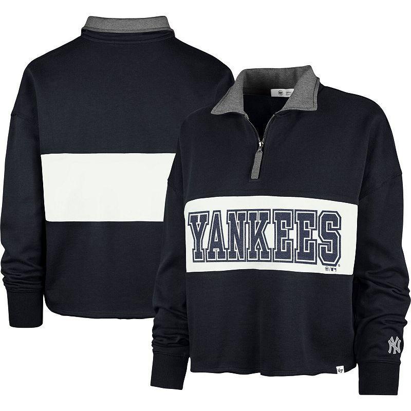 Womens 47 New York Yankees Remi Quarter-Zip Cropped Top Blue Product Image