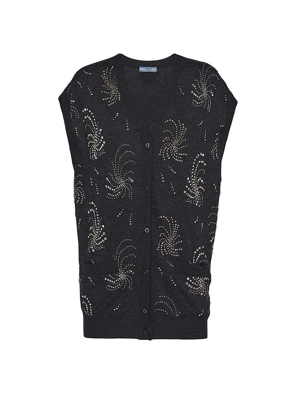 Womens Embroidered Cashmere Vest Product Image