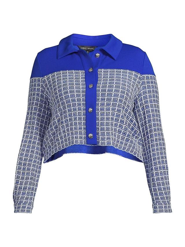 Womens Plus Mix Media Tweed Crop Jacket Product Image