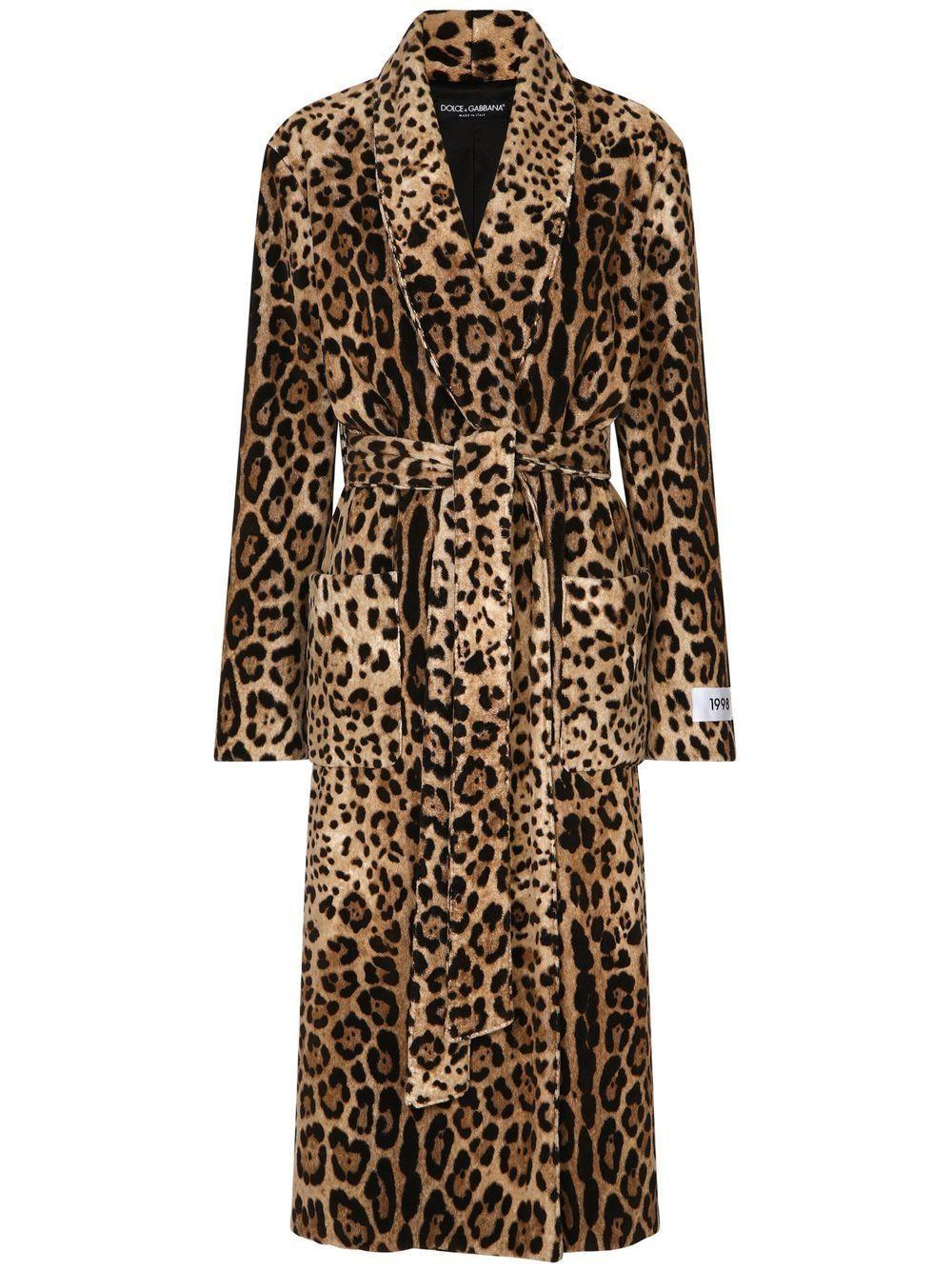 Leopard-print Belted Terry Cloth Coat In Leo_new Product Image