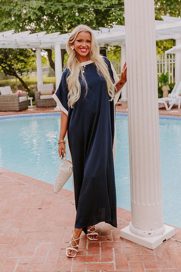 Uptown Happy Hour Caftan Maxi Dress in Navy Product Image