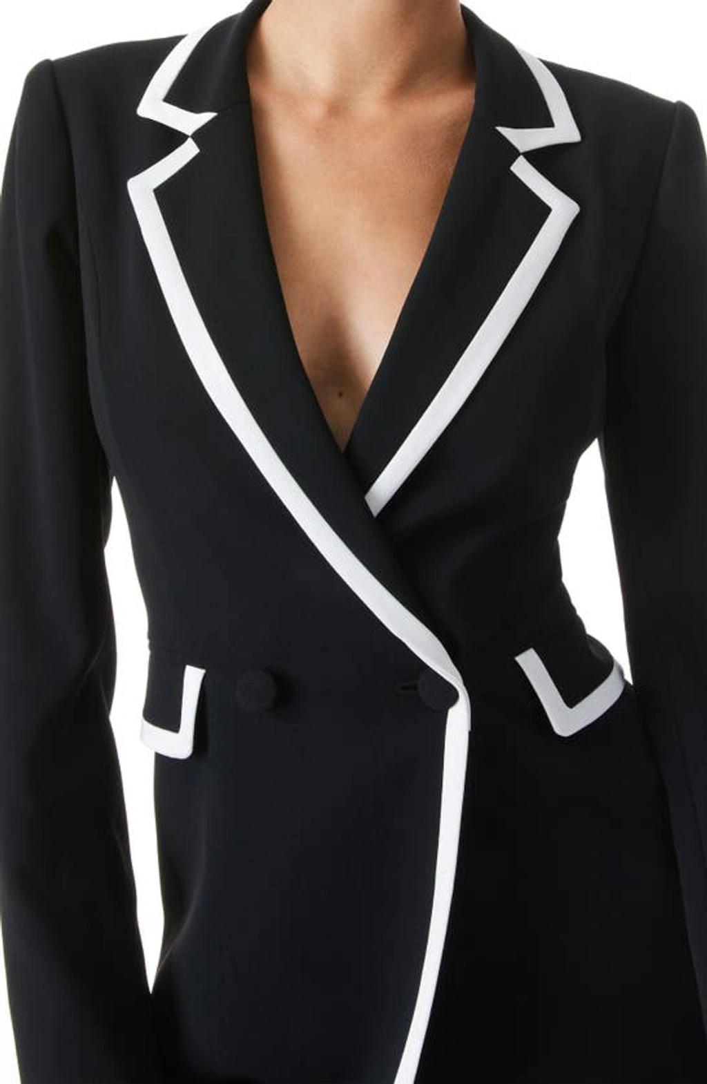 ALICE AND OLIVIA Kyrie Tuxedo Romper In Black Off White Product Image