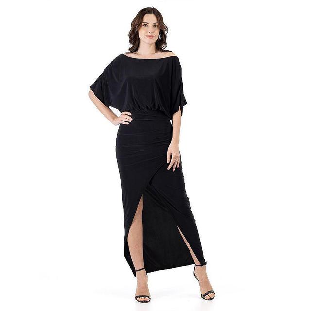 Womens 24Seven Comfort Apparel Long Sleeve V-Neck Side Slit Maxi Dress Product Image