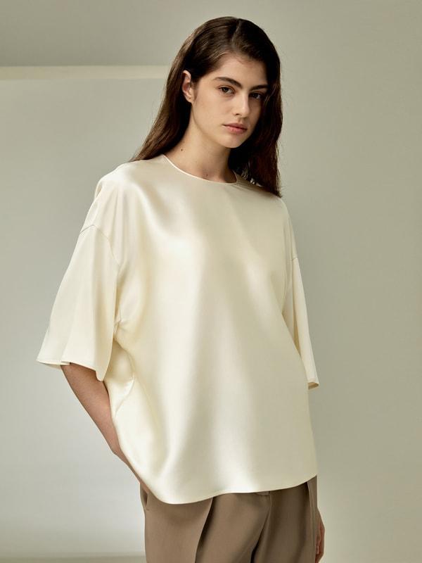 Relaxed Silk Crewneck Blouse Product Image