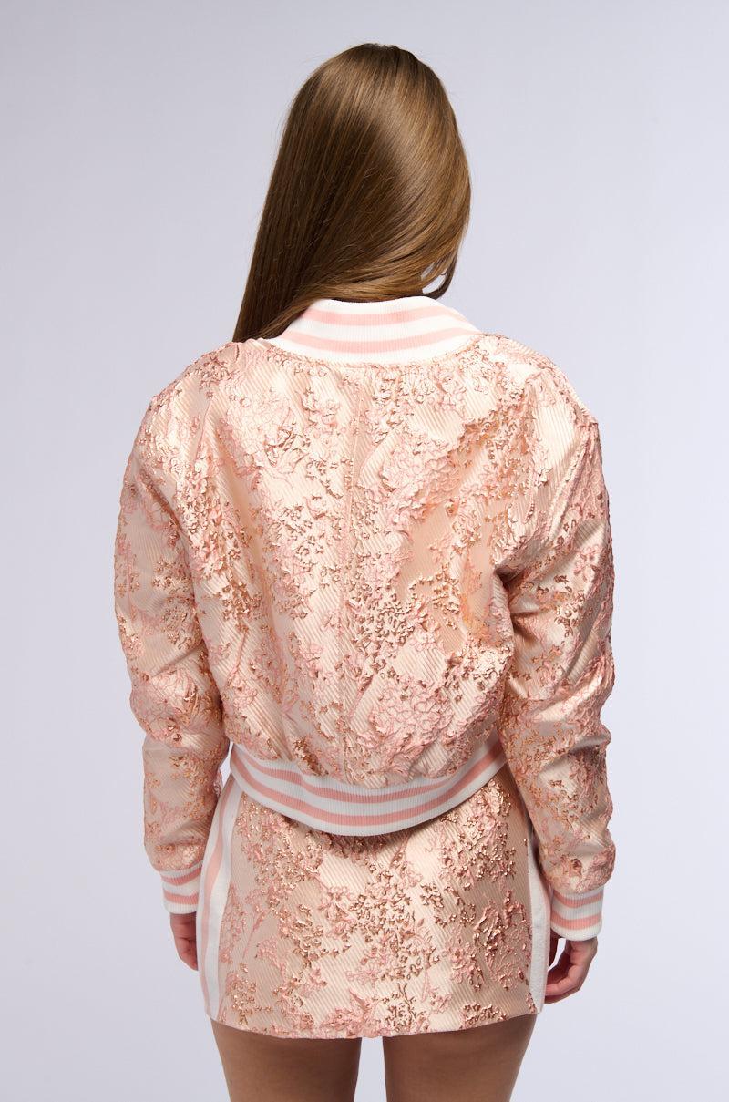 SWEET THING BROCADE BOMBER IN PINK Product Image