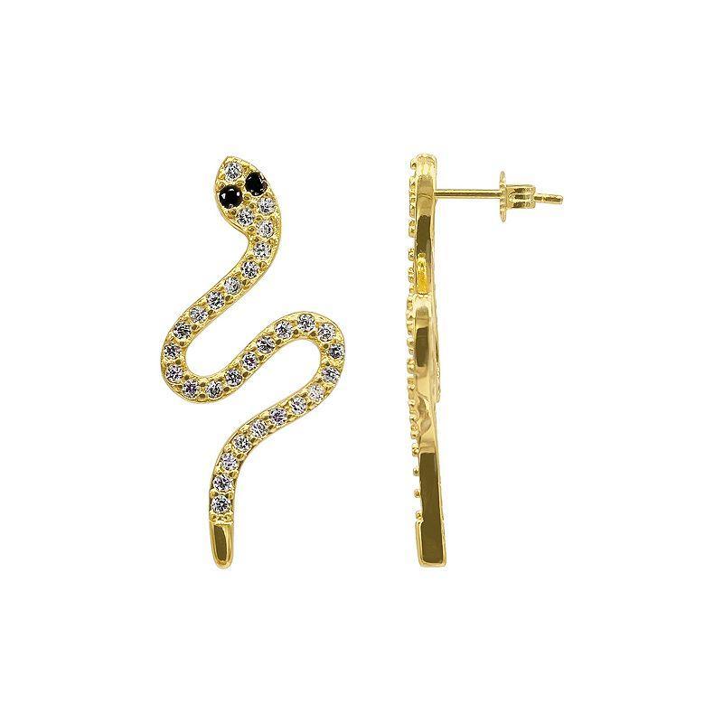 Adornia 14k Gold Plated Cubic Zirconia Snake Stud Earrings, Womens, Gold Tone Product Image