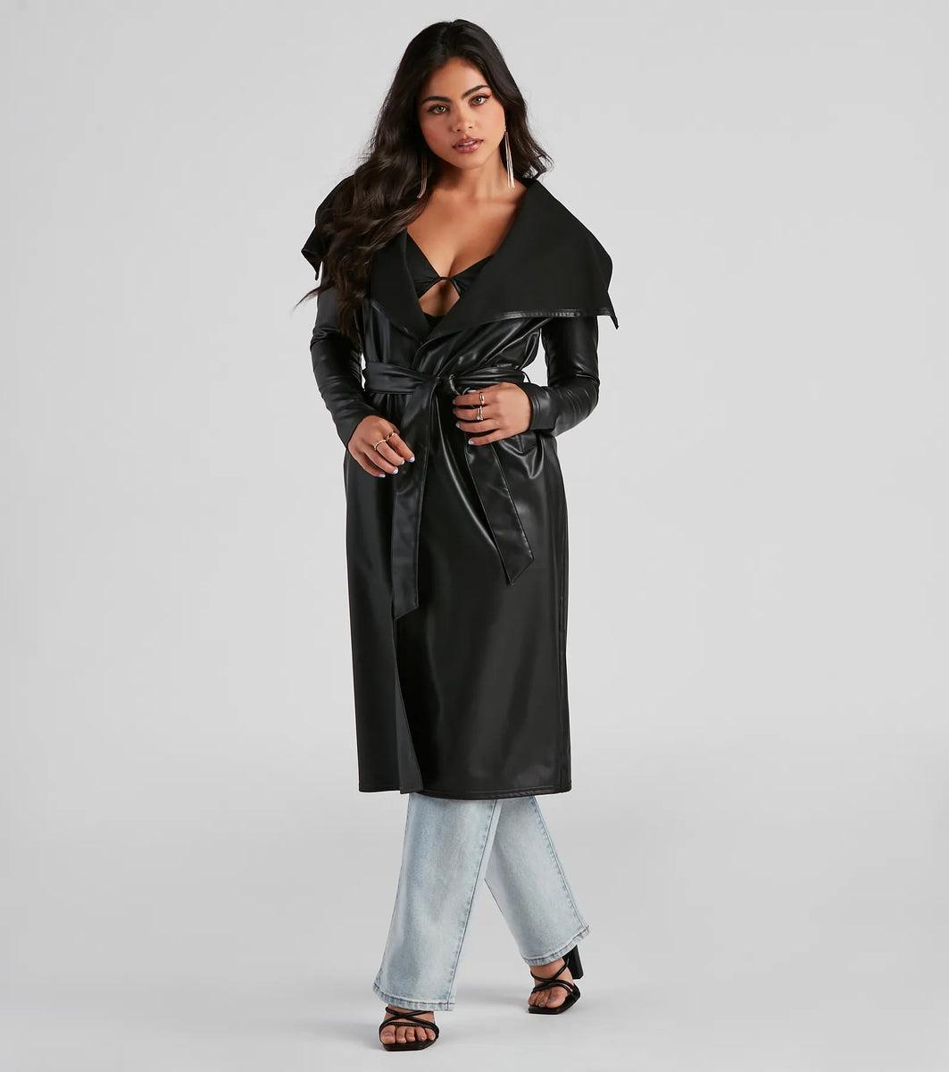 Elevated And Chic Faux Leather Trench product image