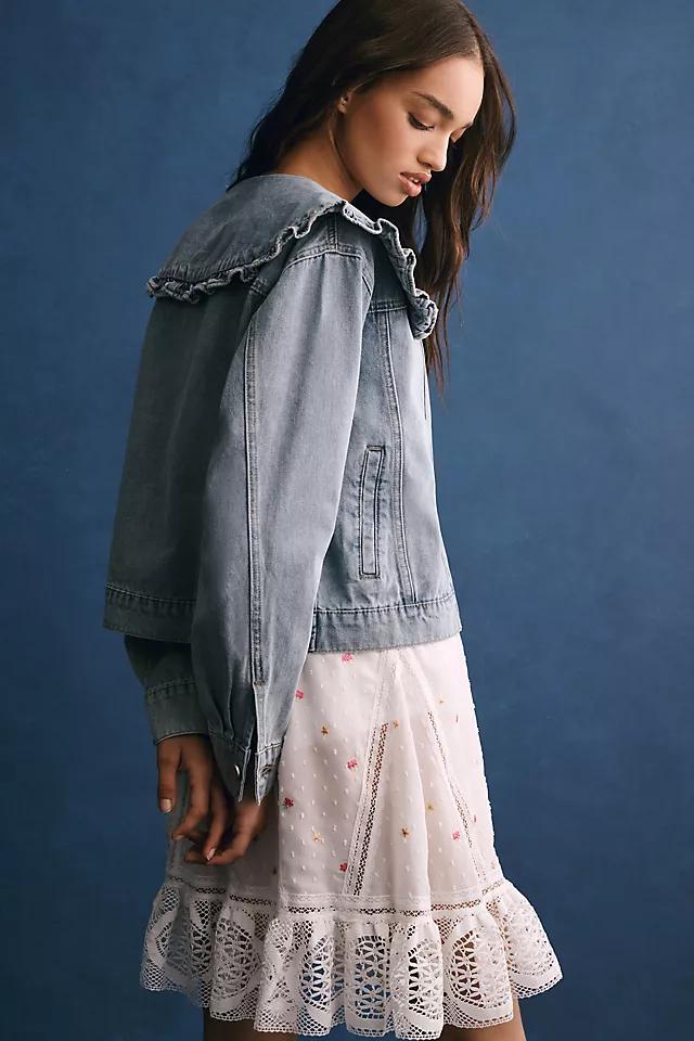 MABLE Peter Pan Collar Denim Jacket Product Image