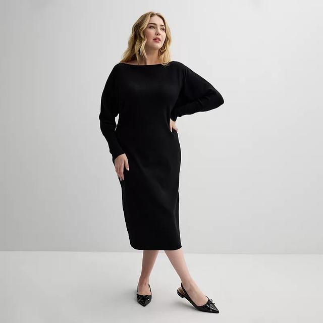 Plus Size INTEMPO Off The Shoulder Midi Dress, Womens Product Image