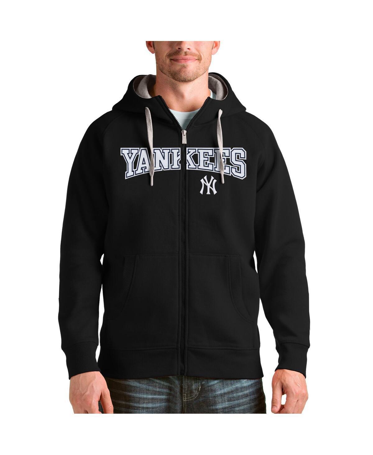 Antigua Mens Black New York Yankees Team Logo Victory Full-Zip Hoodie Product Image