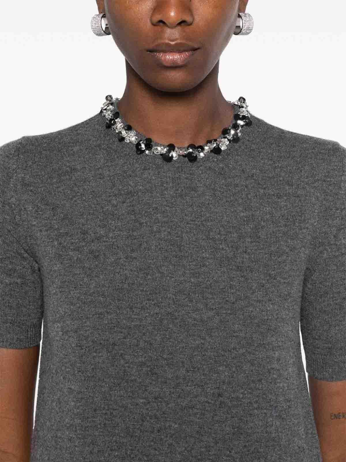 Wool Embroidered Top In Grey Product Image