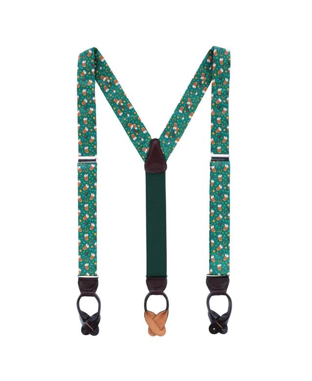 Trafalgar Mens Cheers to St. Patricks Day Silk Button End Suspenders Product Image