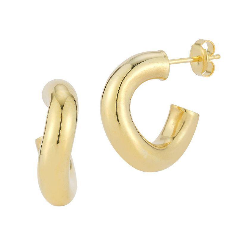 Sunkissed Sterling 14k Gold Over Silver Small Wave Tube Hoop Earrings, Womens Product Image