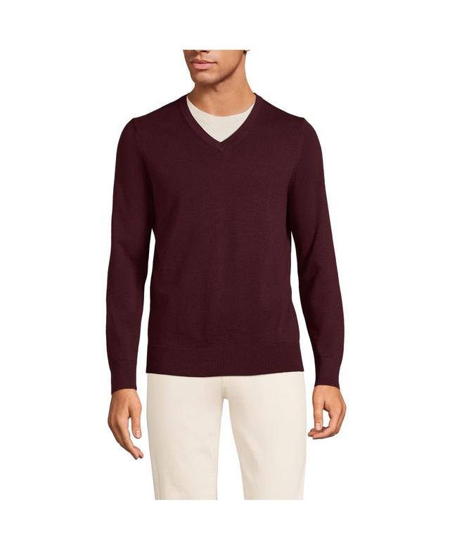 Mens Lands End Fine Gauge Cotton V-Neck Sweater Product Image