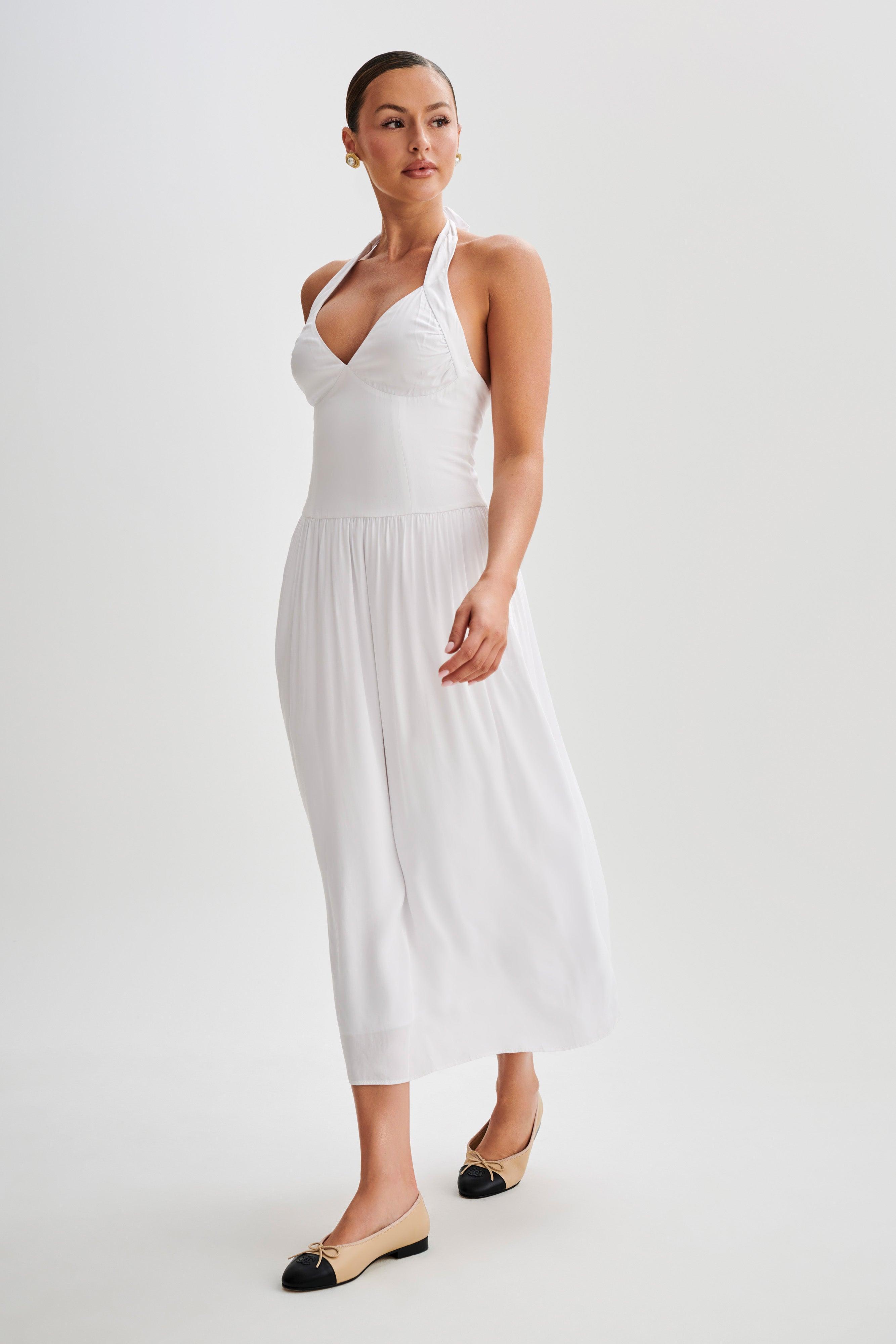 Harriette Halter Midi Dress - White Product Image