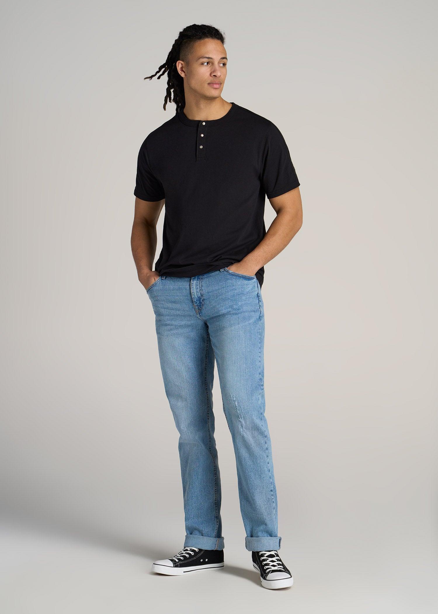 LJ&S REGULAR-FIT Jersey Henley Tee for Tall Men in Vintage Midnight Navy Male Product Image