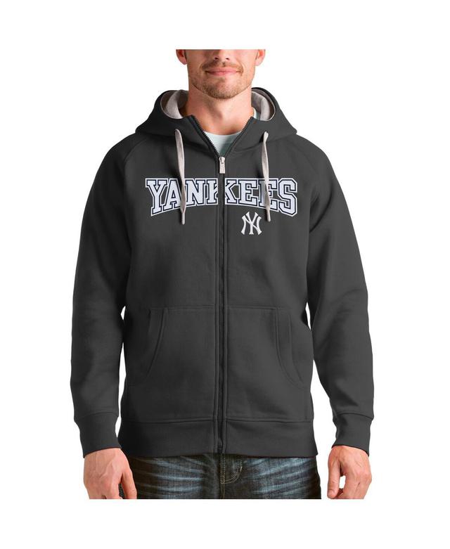 Antigua Mens Charcoal New York Yankees Team Logo Victory Full-Zip Hoodie Product Image