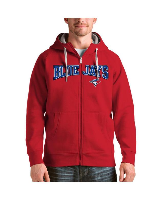 Antigua Mens Red Toronto Blue Jays Team Logo Victory Full-Zip Hoodie Product Image