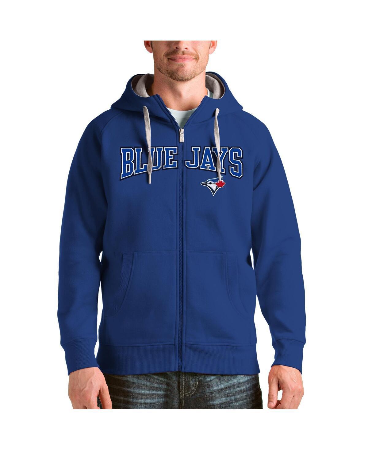 Antigua Mens Charcoal Toronto Blue Jays Team Logo Victory Full-Zip Hoodie Product Image