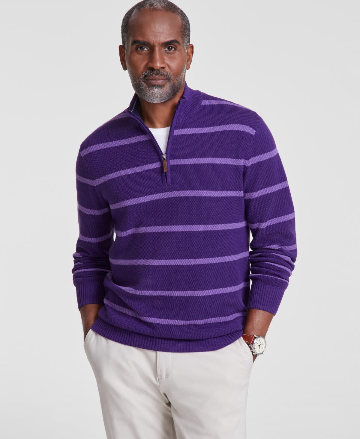 Club Room Mens Stripe Quarter-Zip Sweater, Created for Macys Product Image