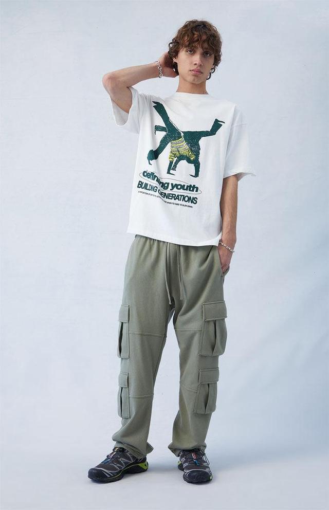 Men's Terry Olive Straight Cargo Sweatpants Product Image